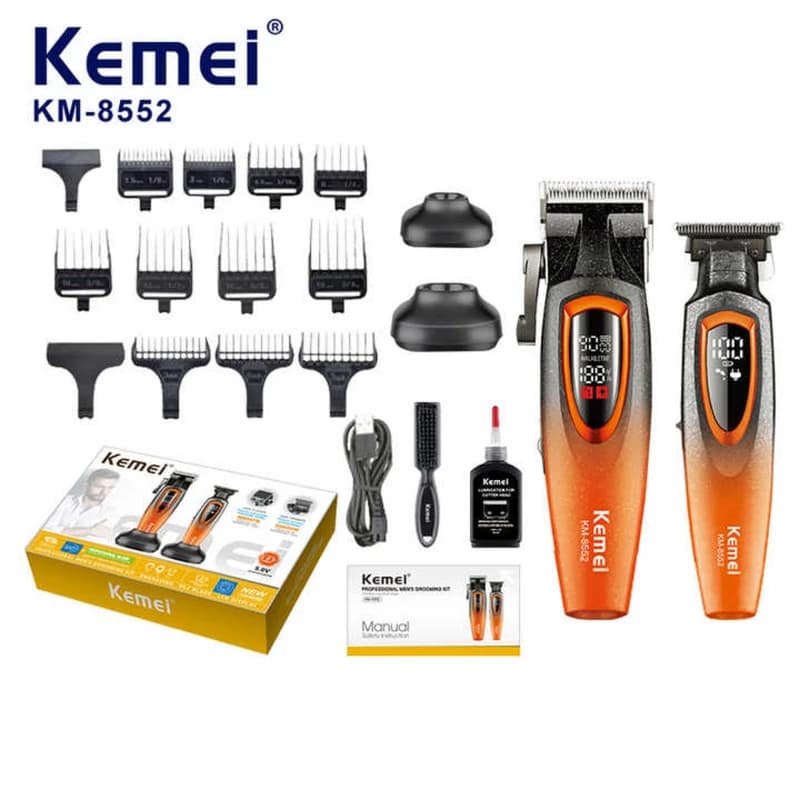 ماشین اصلاح موی سر و صورت شارژی کیمی مدل KM-8553 (مجموعه 2 عددی) | بررسی تخصصی و خرید