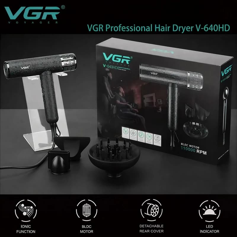 خرید سشوار حرفهای وی جی آر مدل V-640HD موتور BLDC